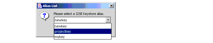 Alias List dialog box showing list of aliases.