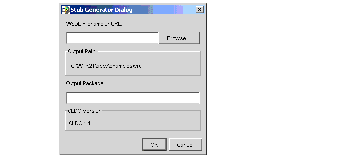 The screen displays the Stub Generator dialog box.